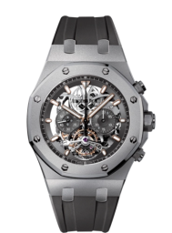 Audemars Piguet Royal Oak 44-26347TI.OO.D004CR.01 (Grey Rubber Strap, Transparent Sapphire Openworked Index Dial, Titanium Smooth Bezel) (26347TI.OO.D004CR.01)