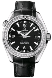 Omega Seamaster Planet Ocean 600M 42-222.18.42.20.01.001 (Black Alligator Leather Strap, Black Arabic/Index Dial, Stainless Steel Diamond-set Bezel) (Omega 222.18.42.20.01.001)