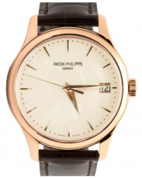 Patek Philippe Calatrava 39-5227R-001 (Shiny Dark-chestnut Alligator Leather Strap, Ivory-lacquered Index Dial, Rose Gold Smooth Bezel) (5227R-001)