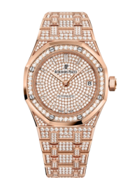 Audemars Piguet Royal Oak 37-15452OR.ZZ.1258OR.02 (Diamond-set Pink Gold Bracelet, Diamond-paved Baguette-cut Diamond Index Dial, Pink Gold Diamond-set Bezel) (15452OR.ZZ.1258OR.02)