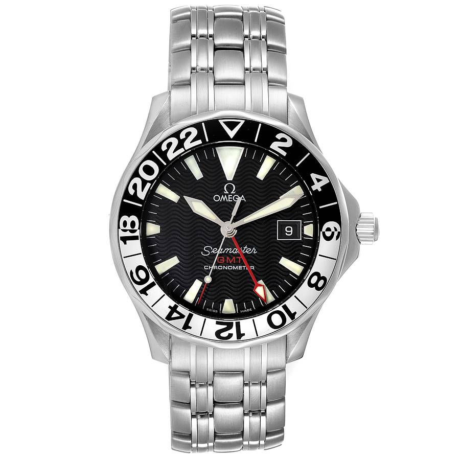 Omega Seamaster Diver 300M 41-2534.50.00 (Stainless Steel Bracelet, Wave-embossed Black Index Dial, Rotating Black/White Ceramic Bezel)