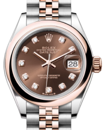 Rolex Lady-Datejust 28-279161 (Everose Rolesor Jubilee Bracelet, Gold Diamond-set Chocolate Dial, Domed Bezel) (m279161-0011)