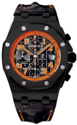 Audemars Piguet Royal Oak OffShore 42-26201SN.OO.D101CR.01 (Black Alligator Leather Strap, Méga Tapisserie Black Arabic Dial, Black DLC-coated Stainless Steel Smooth Bezel) (26201SN.OO.D101CR.01)