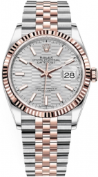 Rolex Datejust 36-126231 (Everose Rolesor Jubilee Bracelet, Silver Fluted Index Dial, Fluted Bezel)