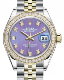 Rolex Lady-Datejust 28-279383RBR (Yellow Rolesor Jubilee Bracelet, Gold Diamond-set Lavender Dial, Diamond Bezel) (m279383rbr-0015)