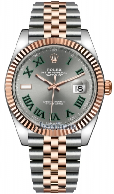 Rolex Datejust 41-126331 (Everose Rolesor Jubilee Bracelet, Slate Roman Dial, Fluted Bezel)