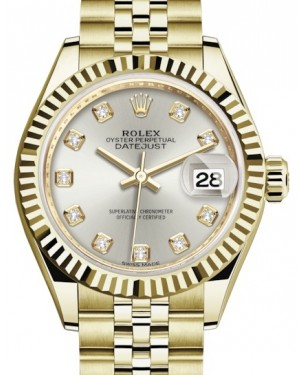 Rolex Lady-Datejust 28-279178 (Yellow Gold Jubilee Bracelet, Gold Diamond-set Silver Dial, Fluted Bezel)