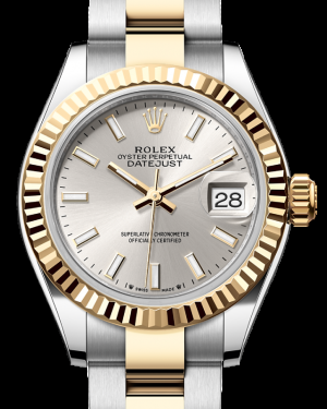 Rolex Lady-Datejust 28-279173 (Yellow Rolesor Oyster Bracelet, Silver Index Dial, Fluted Bezel)
