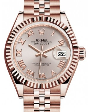 Rolex Lady-Datejust 28-279175 (Everose Gold Jubilee Bracelet, Sundust Roman Dial, Fluted Bezel)