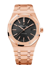 Audemars Piguet Royal Oak 41-15400OR.OO.1220OR.01 (Pink Gold Bracelet, Grande Tapisserie Black Index Dial, Pink Gold Smooth Bezel) (15400OR.OO.1220OR.01)