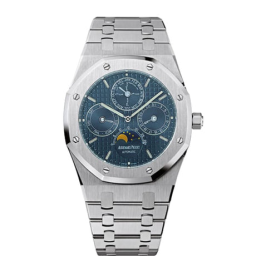 Audemars Piguet Royal Oak 39-25820ST.OO.0944ST.04 (Stainless Steel Bracelet, Grand Tapisserie Blue-grey Index Dial, Stainless Steel Smooth Bezel) (25820ST.OO.0944ST.04)