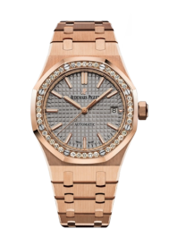 Audemars Piguet Royal Oak 37-15451OR.ZZ.1256OR.02 (Pink Gold Bracelet, Grande Tapisserie Grey Nickel-toned Index Dial, Pink Gold Diamond-set Bezel) (15451OR.ZZ.1256OR.02)