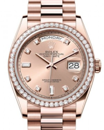 Rolex Day-Date 36-128345RBR (Everose Gold President Bracelet, Gold Diamond-set Rosé Dial, Diamond Bezel) (m128345rbr-0009)