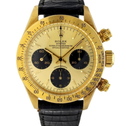 Rolex Daytona 6265 (Black Leather Strap, Gold Dial, Black Subdials)