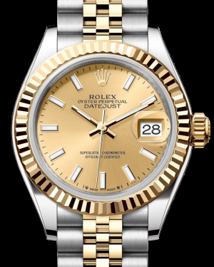 Rolex Lady-Datejust 28-279173 (Yellow Rolesor Jubilee Bracelet, Champagne Index Dial, Fluted Bezel)