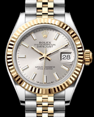 Rolex Lady-Datejust 28-279173 (Yellow Rolesor Jubilee Bracelet, Silver Index Dial, Fluted Bezel)