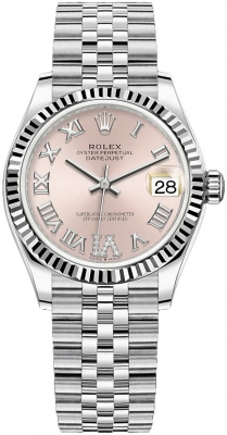 Rolex Datejust 31-278274 (Oystersteel Jubilee Bracelet, VI Diamond-set Pink Dial, Fluted Bezel)