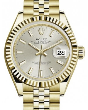Rolex Lady-Datejust 28-279178 (Yellow Gold Jubilee Bracelet, Silver Index Dial, Fluted Bezel)