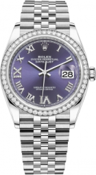 Rolex Datejust 36-126284RBR (Oystersteel Jubilee Bracelet, VI IX Gold Diamond-set Aubergine Dial, Diamond Bezel) (m126284rbr-0013)