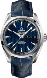 Omega Seamaster Aqua Terra 150M 38.5-231.13.39.22.03.001 (Blue Alligator Leather Strap, Vertical-teak Blue Index Dial, Stainless Steel Bezel) (Omega 231.13.39.22.03.001)