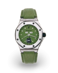 Audemars Piguet Royal Oak Offshore 38-25808ST.O.0009/08 (Green Alligator Leather Strap, Petite Tapisserie Green Index Dial, Stainless Steel Smooth Bezel) (25808ST.O.0009/08)