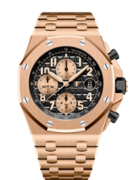 Audemars Piguet Royal Oak OffShore 42-26470OR.OO.1000OR.03 (Pink Gold Bracelet, Méga Tapisserie Black Arabic Dial, Pink Gold Smooth Bezel) (26470OR.OO.1000OR.03)