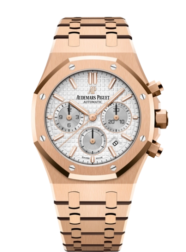 Audemars Piguet Royal Oak 38-26315OR.OO.1256OR.02 (Pink Gold Bracelet, Grande Tapisserie Silver-toned Index Dial, Pink Gold Smooth Bezel)