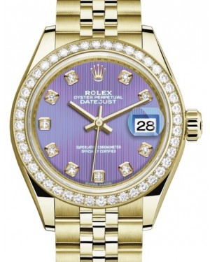 Rolex Lady-Datejust 28-279138RBR (Yellow Gold Jubilee Bracelet, Gold Diamond-set Lavender Dial, Diamond Bezel)