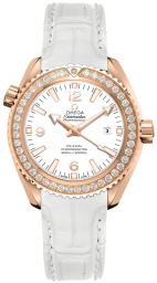 Omega Seamaster Planet Ocean 600M 37.5-232.58.38.20.04.001 (White Alligator Leather Strap, White Arabic/Index Dial, Red Gold Diamond-set Bezel) (Omega 232.58.38.20.04.001)