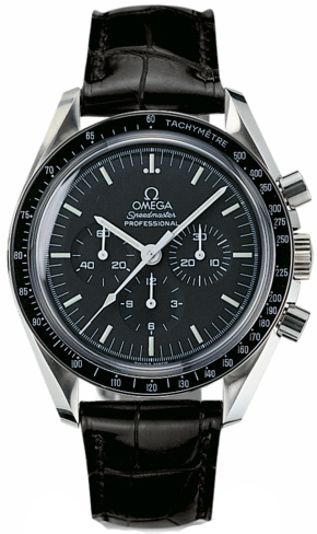 Omega Speedmaster Moonwatch 42-3873.50.31 (Black Alligator Leather Strap, Black Index Dial, Black Tachymeter Bezel)