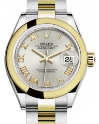 Rolex Lady-Datejust 28-279163 (Yellow Rolesor Oyster Bracelet, Silver Roman Dial, Domed Bezel) (m279163-0006)