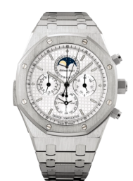 Audemars Piguet Royal Oak 44-25865BC.OO.1105BC.04 (White Gold Bracelet, Grande Tapisserie Silver-toned Index Dial, White Gold Smooth Bezel) (25865BC.OO.1105BC.04)