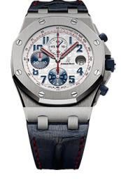 Audemars Piguet Royal Oak OffShore 42-26208ST.OO.D305CR.01 (Blue Alligator Leather Strap, Méga Tapisserie White Arabic Dial, Stainless Steel Smooth Bezel) (26208ST.OO.D305CR.01)