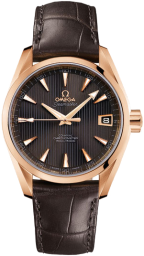 Omega Seamaster Aqua Terra 150M 38.5-231.53.39.21.06.001 (Brown Alligator Leather Strap, Vertical-teak Grey Index Dial, Red Gold Bezel) (Omega 231.53.39.21.06.001)