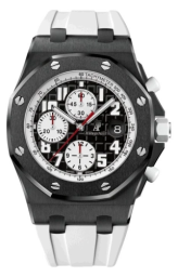 Audemars Piguet Royal Oak Offshore 42-26299SN.OO.D010CA.01 (White Rubber Strap,  Méga Tapisserie Black Arabic Dial, Black DLC-coated Stainless Steel Smooth Bezel) (26299SN.OO.D010CA.01)