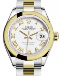 Rolex Lady-Datejust 28-279163 (Yellow Rolesor Oyster Bracelet, White Roman Dial, Domed Bezel) (m279163-0024)