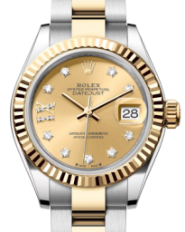 Rolex Lady-Datejust 28-279173 (Yellow Rolesor Oyster Bracelet, Gold Diamond IX-set Champagne Dial, Fluted Bezel) (m279173-0022)