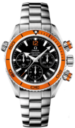 Omega Seamaster Planet Ocean 600M 37.5-222.30.38.50.01.002 (Stainless Steel Bracelet, Black Arabic/Index Dial, Rotating Orange Ceramic Bezel) (Omega 222.30.38.50.01.002)