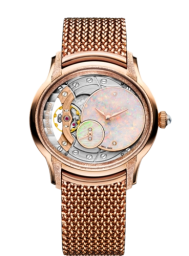 Audemars Piguet Millenary 39.5-77244OR.GG.1272OR.01 (Pink Gold Mesh Bracelet, White Opal Off-centred Disc Openworked Dial, Frosted Pink Gold Bezel) (77244OR.GG.1272OR.01)