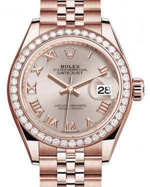 Rolex Lady-Datejust 28-279135RBR (Everose Gold Jubilee Bracelet, Sundust Roman Dial, Diamond Bezel)