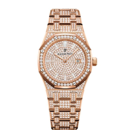 Audemars Piguet Royal Oak 33-67652OR.ZZ.1265OR.01 (Diamond-set Pink Gold Bracelet, Brilliant-cut Diamond-paved Baguette-cut Diamond-set Index Dial, Brilliant-cut Diamond-set Bezel) (67652OR.ZZ.1265OR.01)