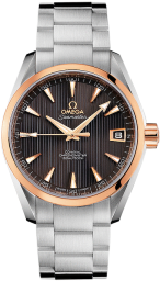 Omega Seamaster Aqua Terra 150M 38.5-231.20.39.21.06.003 (Stainless Steel Bracelet, Vertical-teak Grey Index Dial, Red Gold Bezel) (Omega 231.20.39.21.06.003)