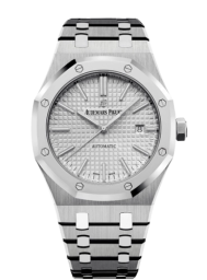 Audemars Piguet Royal Oak 41-15403IP.OO.1220IP.01 (Platinum & Titanium Bracelet, Grande Tapisserie Silver-toned Index Dial, Platinum Smooth Bezel) (15403IP.OO.1220IP.01)