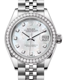 Rolex Lady-Datejust 28-279384RBR (Oystersteel Jubilee Bracelet, Gold Diamond-set White MOP Dial, Diamond Bezel) (m279384rbr-0011)