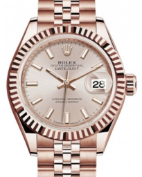 Rolex Lady-Datejust 28-279175 (Everose Gold Jubilee Bracelet, Sundust Index Dial, Fluted Bezel) (m279175-0003)