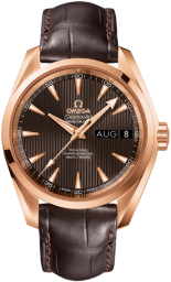 Omega Seamaster Aqua Terra 150M 38.5-231.53.39.22.06.001 (Brown Alligator Leather Strap, Vertical-teak Grey Index Dial, Red Gold Bezel) (Omega 231.53.39.22.06.001)