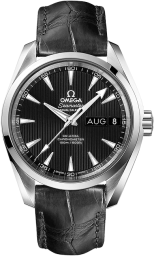 Omega Seamaster Aqua Terra 150M 38.5-231.13.39.22.01.001 (Black Alligator Leather Strap, Vertical-teak Black Index Dial, Stainless Steel Bezel) (Omega 231.13.39.22.01.001)