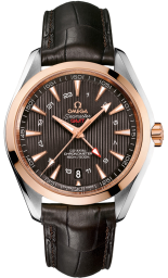 Omega Seamaster Aqua Terra 150M 43-231.23.43.22.06.001 (Brown Alligator Leather Strap, Vertical-teak Grey Index Dial, Red Gold Bezel) (Omega 231.23.43.22.06.001)