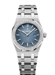 Audemars Piguet Royal Oak 33-67651IP.ZZ.1261IP.01 (Titanium Bracelet, Grande Tapisserie Bleu Nuit nuage 50 Index Dial, Diamond-set Platinum Bezel) (67651IP.ZZ.1261IP.01)