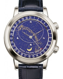 Patek Philippe Grand Complications 44-6102P-001 (Shiny Navy-blue Alligator Leather Strap, Blue Sapphire-crystal Disk Dial, Platinum Smooth Bezel) (6102P-001)